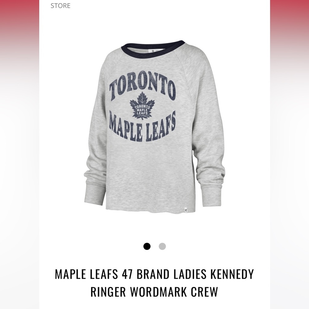 MAPLE LEAFS 47 BRAND LADIES KENNEDY RINGER WORDMARK CREW